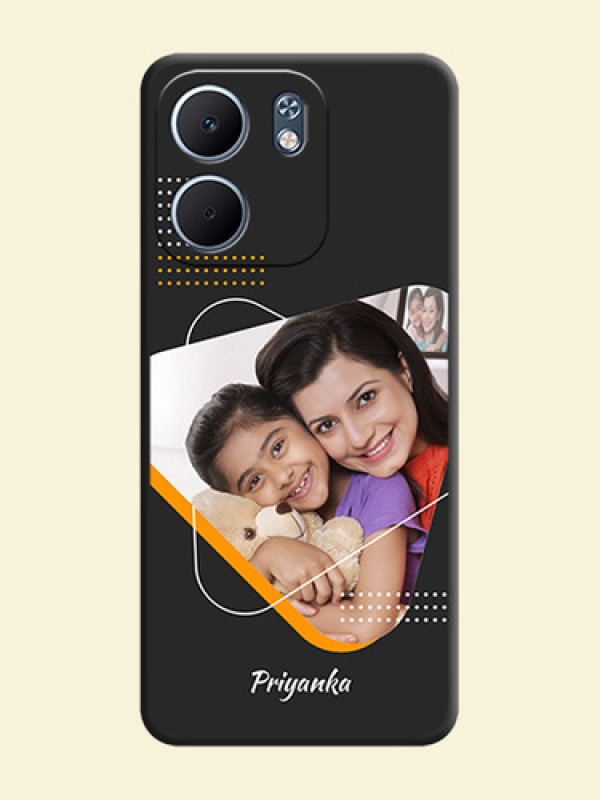 Yellow Triangle on Photo On Space Black Custom Soft Matte Mobile Back Cover - Oppo A5x 5G