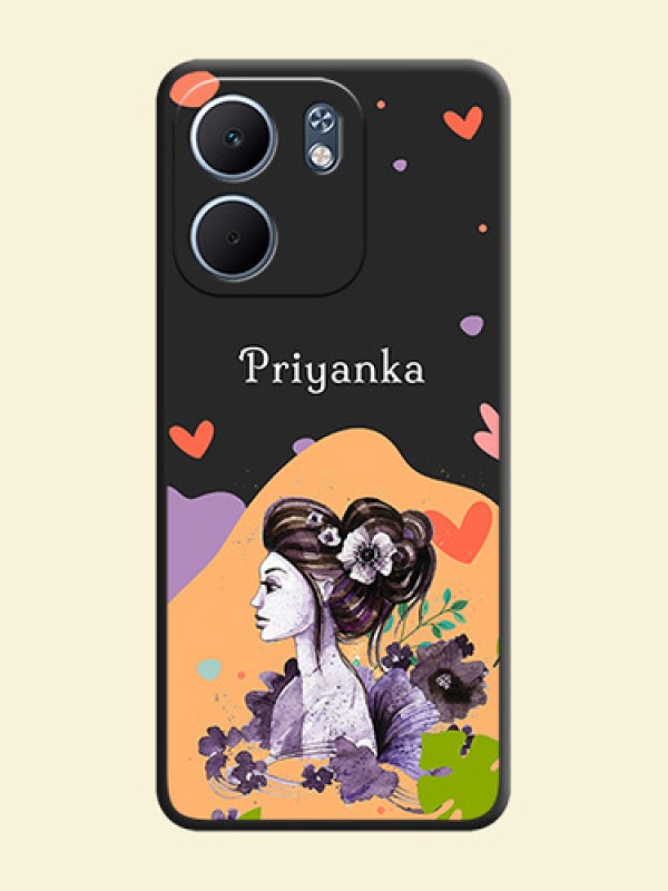 Namecase For Her With Fancy Lady Image On Space Black Custom Soft Matte Mobile Back Cover - Oppo A5x 5G
