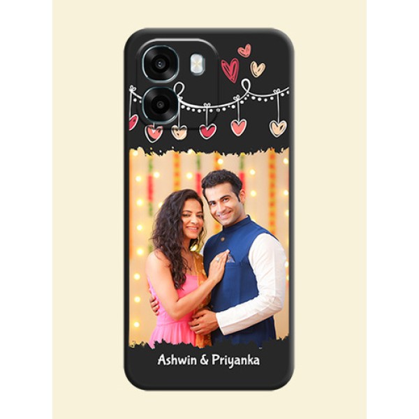 Pink Love Hangings with Name On Space Black Custom Soft Matte Mobile Back Cover - Oppo A6 5G Pink Love Hangings with Name On Space Black Custom Soft Matte Mobile Back Cover - Oppo A6 5G