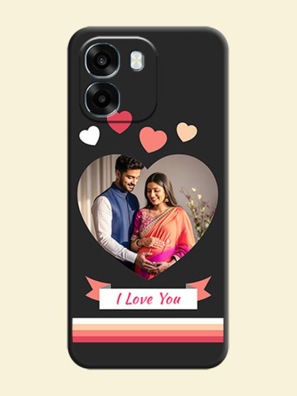 Love Shaped Photo with Colorful Stripes On Space Black Custom Soft Matte Mobile Back Cover - Oppo A6 5G