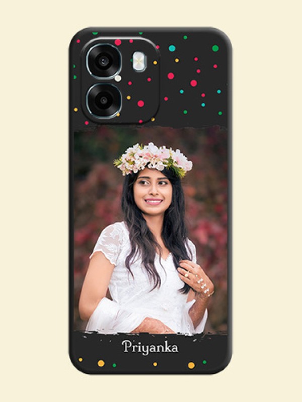 Multicolor Dotted Pattern with Text On Space Black Custom Soft Matte Mobile Back Cover - Oppo A6 5G