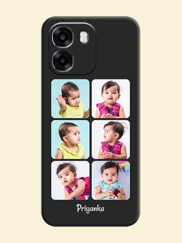 Floral Art with 6 Image Holder on Photo On Space Black Custom Soft Matte Mobile Back Cover - Oppo A6 5G