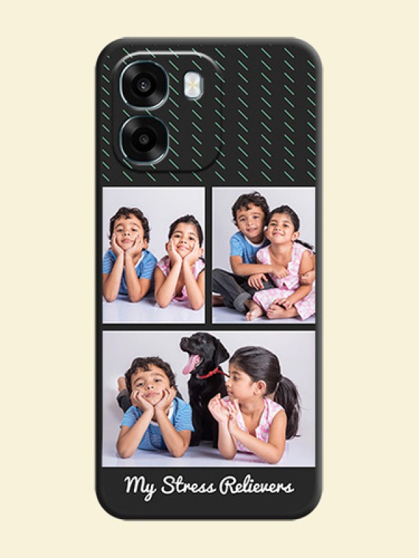 Cross Dotted Pattern with 2 Image Holder On Space Black Custom Soft Matte Mobile Back Cover - Oppo A6 5G