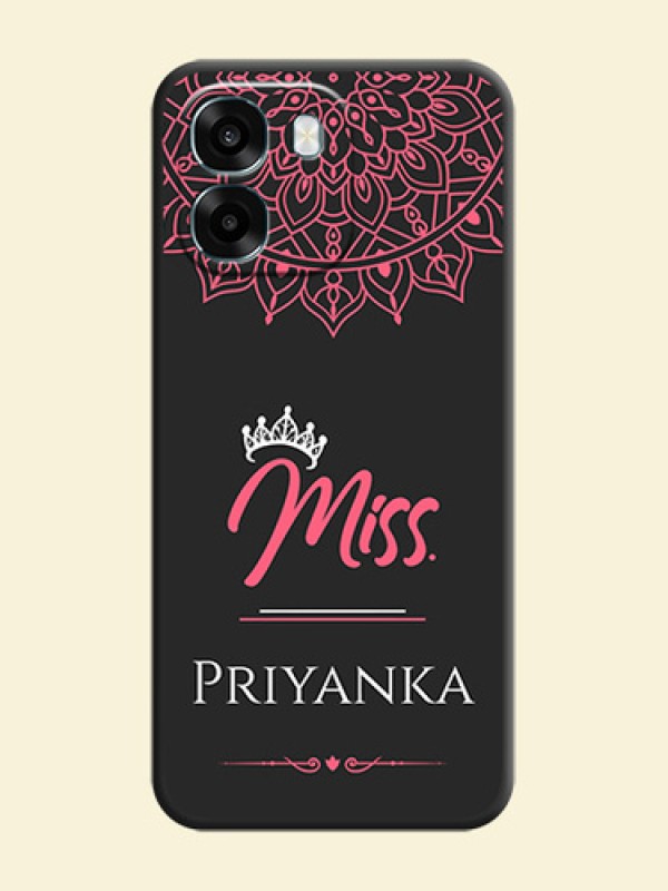 Mrs Name with Floral Design On Space Black Custom Soft Matte Mobile Back Cover - Oppo A6 5G