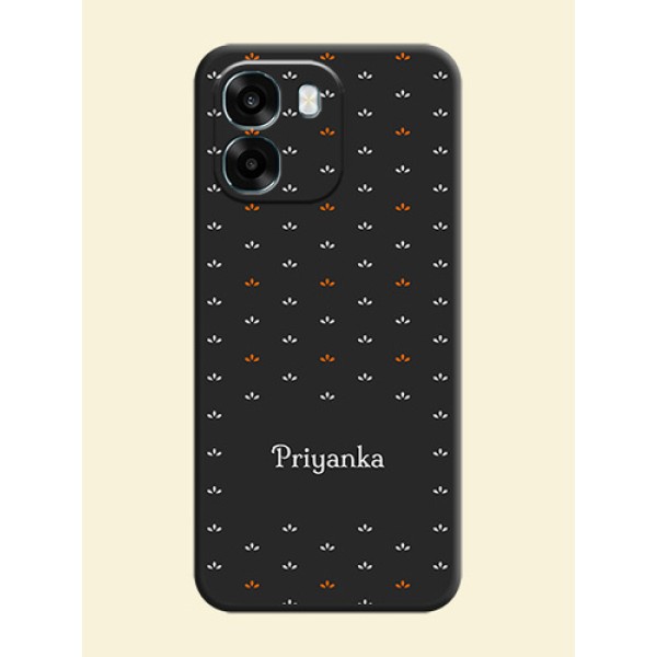 Simple Pattern With Custom Text On Space Black Custom Soft Matte Mobile Back Cover - Oppo A6 5G