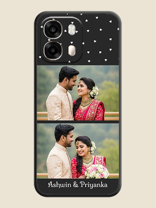 Miniature Love Symbols with Name On Space Black Custom Soft Matte Mobile Back Cover - Oppo A6 Pro 5G