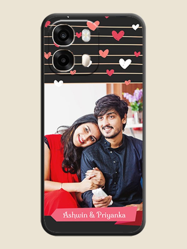 Love Pattern with Name on Pink Ribbon on Photo On Space Black Custom Soft Matte Mobile Back Cover - Oppo A6 Pro 5G