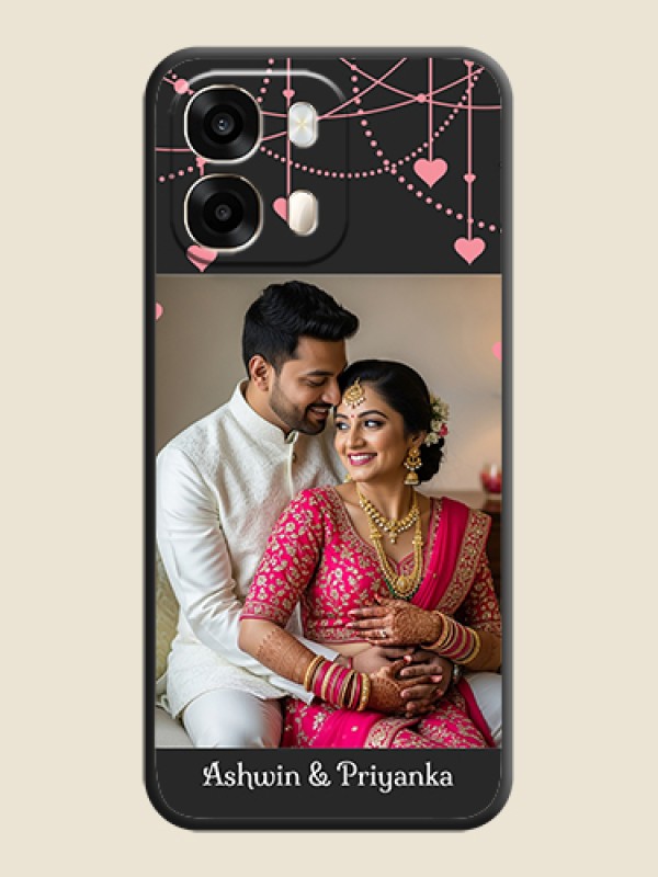 Pink Love Hangings with Text On Space Black Custom Soft Matte Mobile Back Cover - Oppo A6 Pro 5G