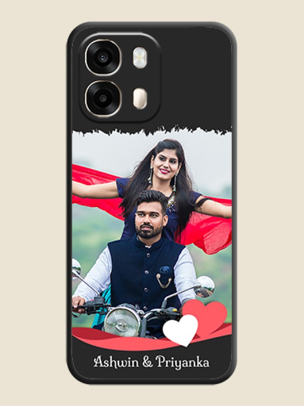 Pin Color Love Shaped Ribbon Design with Text On Space Black Custom Soft Matte Mobile Back Cover - Oppo A6 Pro 5G