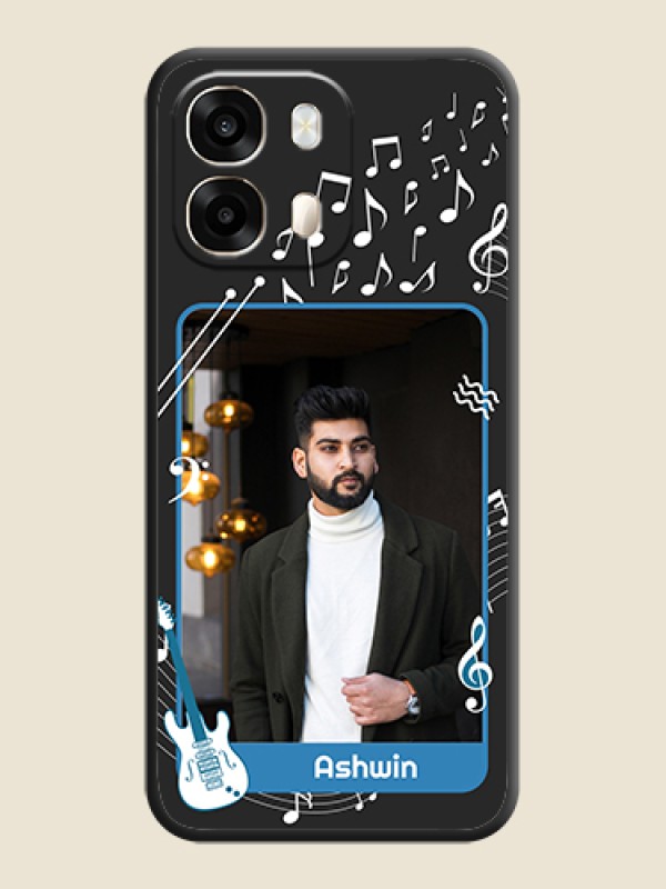 Musical Theme Design with Text on Photo On Space Black Custom Soft Matte Mobile Back Cover - Oppo A6 Pro 5G