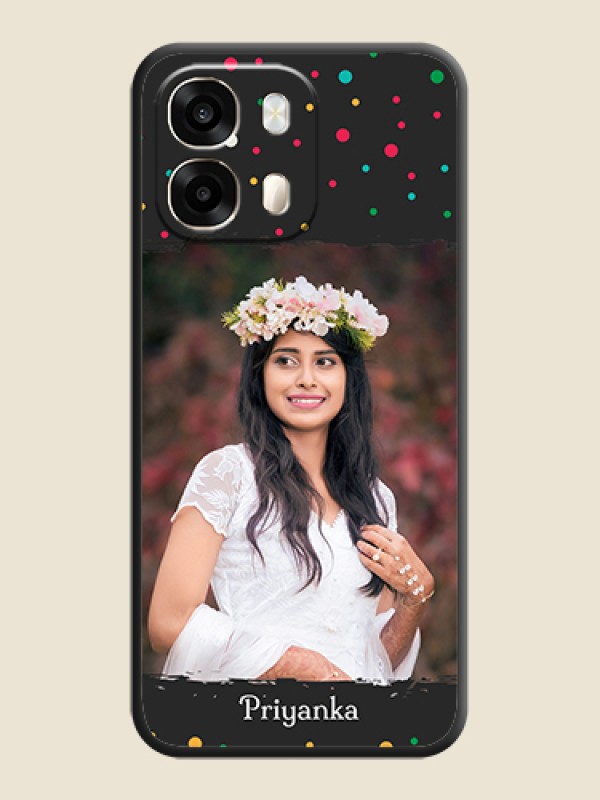 Multicolor Dotted Pattern with Text On Space Black Custom Soft Matte Mobile Back Cover - Oppo A6 Pro 5G