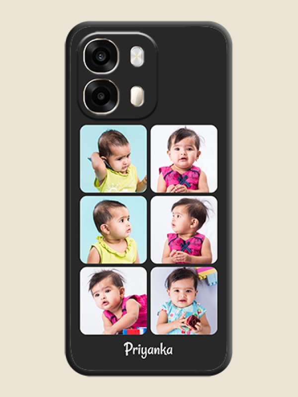 Floral Art with 6 Image Holder on Photo On Space Black Custom Soft Matte Mobile Back Cover - Oppo A6 Pro 5G