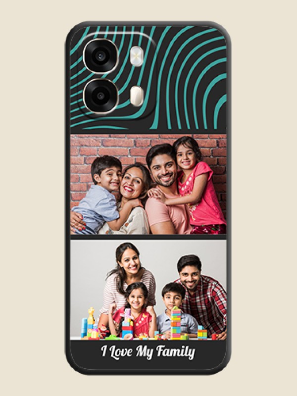 Wave Pattern with 2 Image Holder On Space Black Custom Soft Matte Mobile Back Cover - Oppo A6 Pro 5G