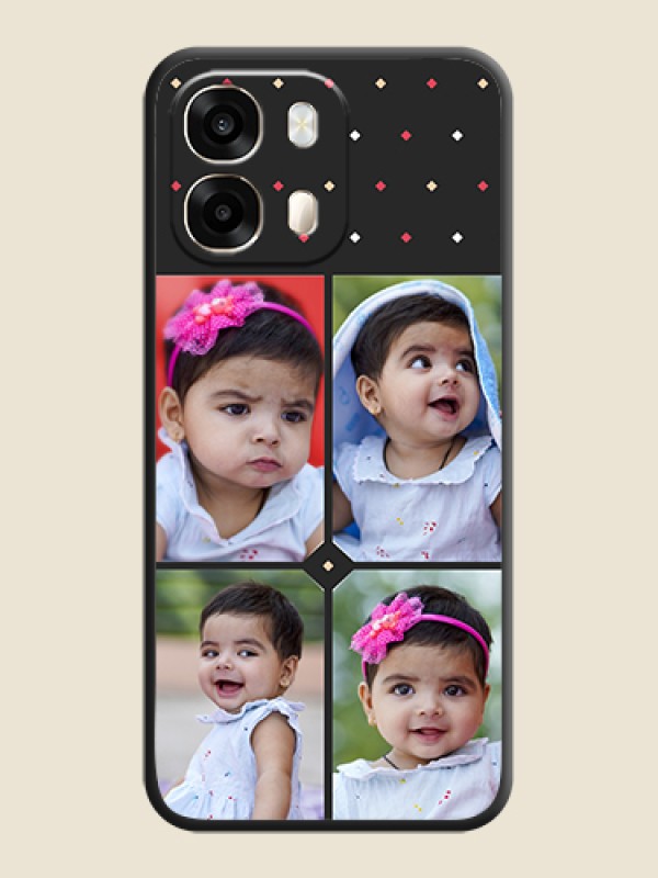 Multicolor Dotted Pattern with 4 Image Holder On Space Black Custom Soft Matte Mobile Back Cover - Oppo A6 Pro 5G