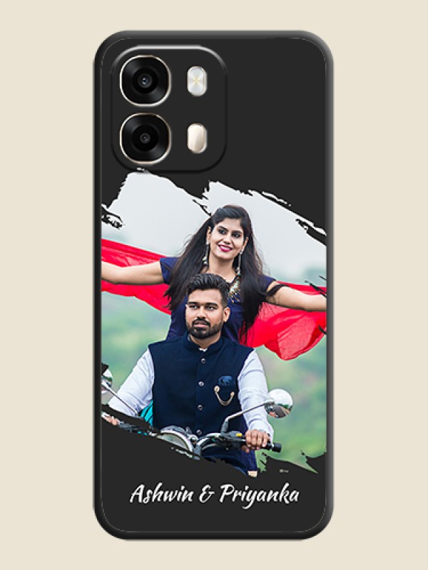 Grunge Brush Strokes on Photo On Space Black Custom Soft Matte Mobile Back Cover - Oppo A6 Pro 5G