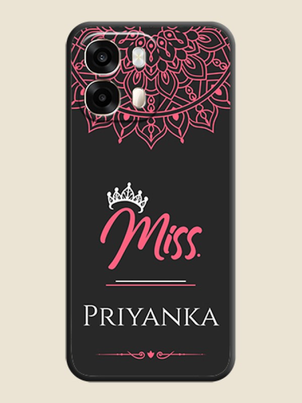Mrs Name with Floral Design On Space Black Custom Soft Matte Mobile Back Cover - Oppo A6 Pro 5G
