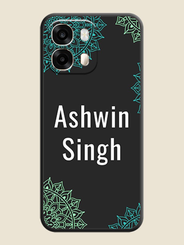 Your Name with Floral Design On Space Black Custom Soft Matte Mobile Back Cover - Oppo A6 Pro 5G