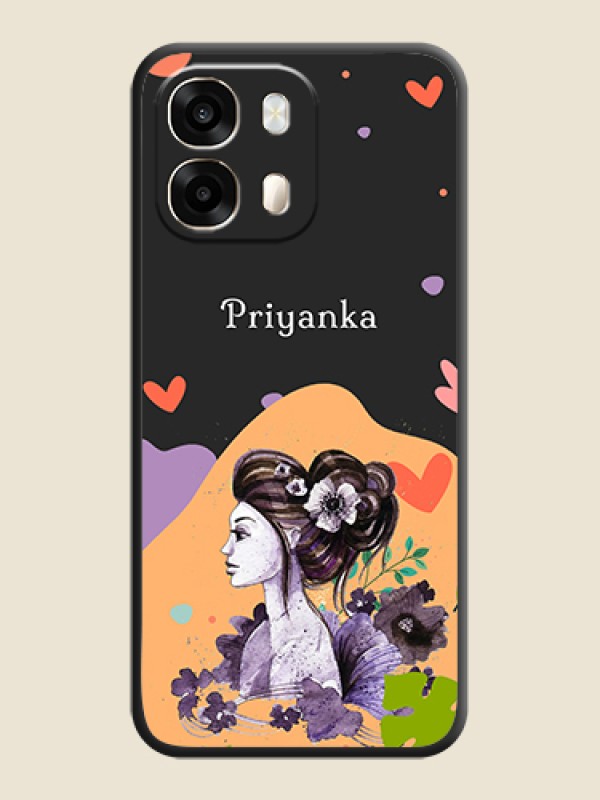 Namecase For Her With Fancy Lady Image On Space Black Custom Soft Matte Mobile Back Cover - Oppo A6 Pro 5G