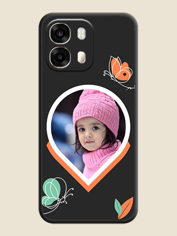 Upload Pic With Simple Butterly Design On Space Black Custom Soft Matte Mobile Back Cover - Oppo A6 Pro 5G