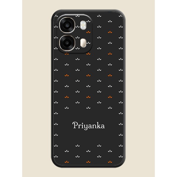 Simple Pattern With Custom Text On Space Black Custom Soft Matte Mobile Back Cover - Oppo A6 Pro 5G