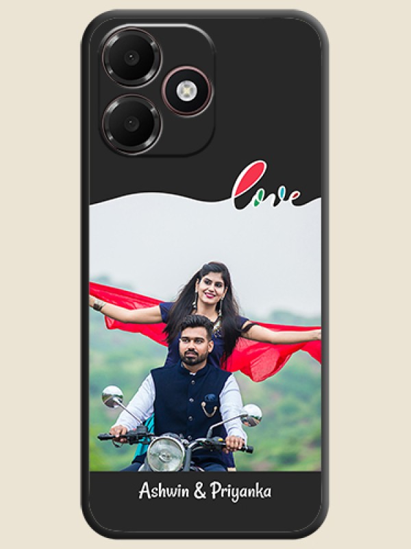 Fall in Love Pattern with Picture on Photo On Space Black Custom Soft Matte Mobile Back Cover - Oppo A6c 4G
