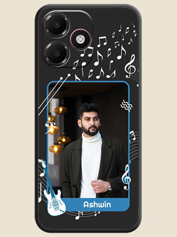 Musical Theme Design with Text on Photo On Space Black Custom Soft Matte Mobile Back Cover - Oppo A6c 4G