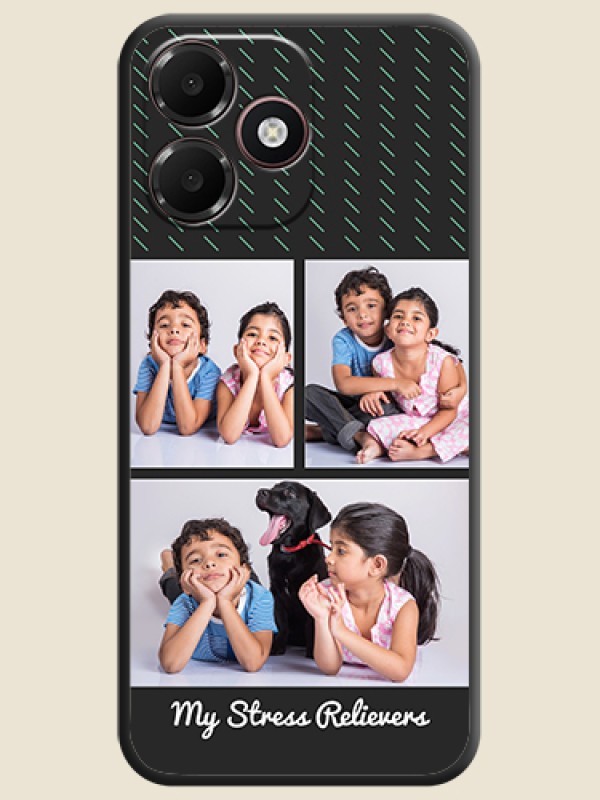 Cross Dotted Pattern with 2 Image Holder On Space Black Custom Soft Matte Mobile Back Cover - Oppo A6c 4G