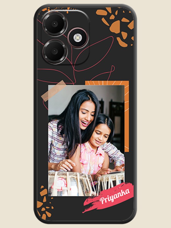 Orange Photo Frame On Space Black Custom Soft Matte Mobile Back Cover - Oppo A6c 4G