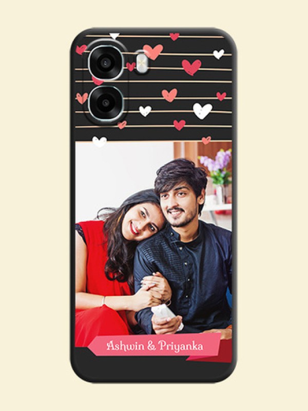 Love Pattern with Name on Pink Ribbon on Photo On Space Black Custom Soft Matte Mobile Back Cover - Oppo A6s 5G