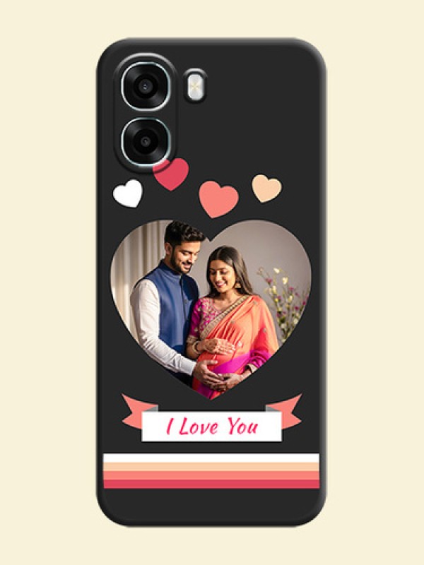 Love Shaped Photo with Colorful Stripes On Space Black Custom Soft Matte Mobile Back Cover - Oppo A6s 5G