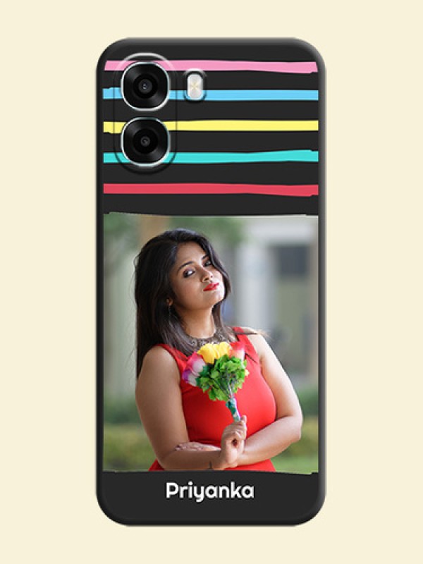 Multicolor Lines with Image On Space Black Custom Soft Matte Mobile Back Cover - Oppo A6s 5G