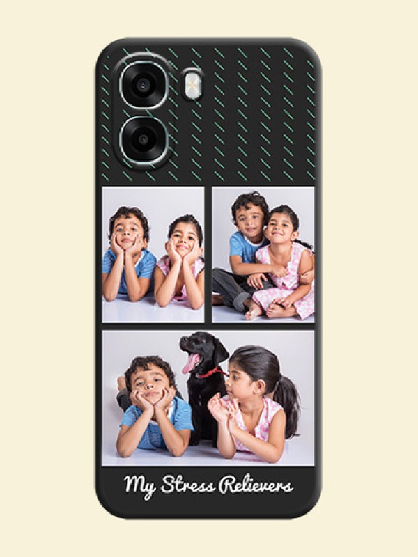 Cross Dotted Pattern with 2 Image Holder On Space Black Custom Soft Matte Mobile Back Cover - Oppo A6s 5G