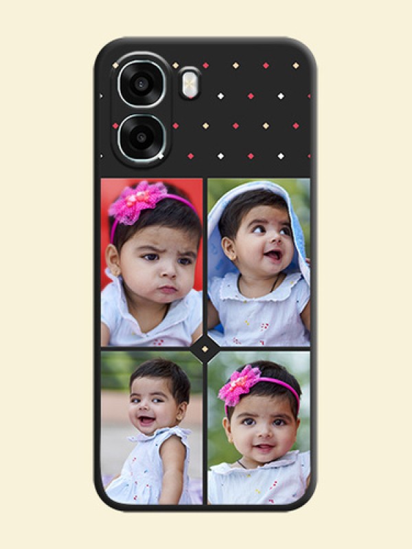 Multicolor Dotted Pattern with 4 Image Holder On Space Black Custom Soft Matte Mobile Back Cover - Oppo A6s 5G
