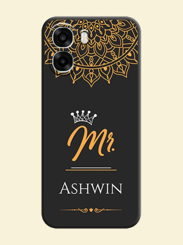 Mr Name with Floral Design On Space Black Custom Soft Matte Mobile Back Cover - Oppo A6s 5G