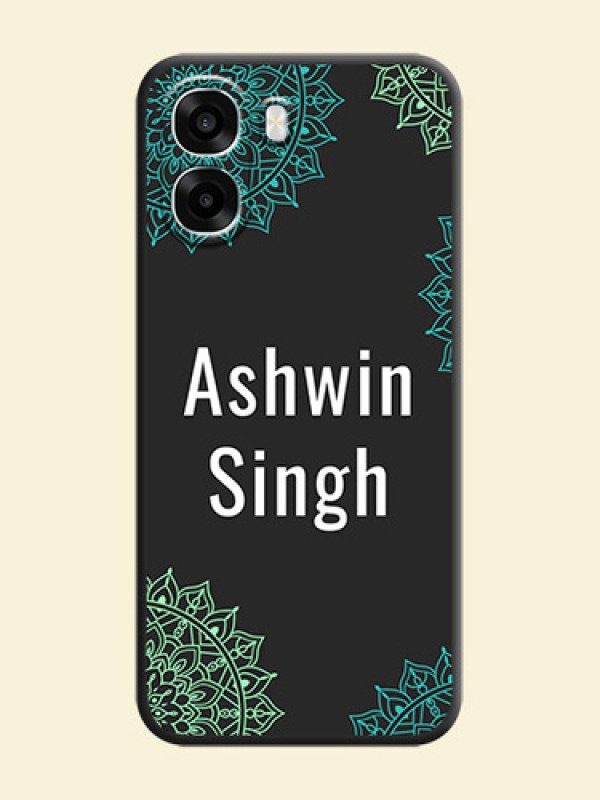 Your Name with Floral Design On Space Black Custom Soft Matte Mobile Back Cover - Oppo A6s 5G