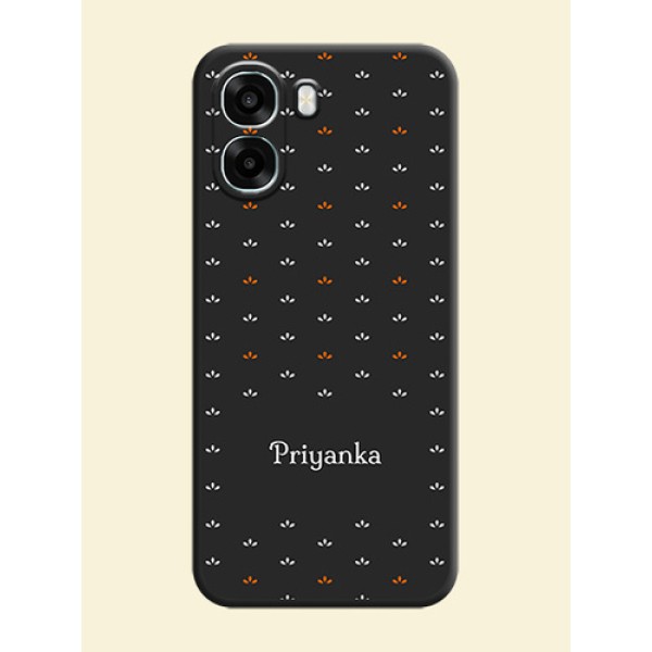 Simple Pattern With Custom Text On Space Black Custom Soft Matte Mobile Back Cover - Oppo A6s 5G