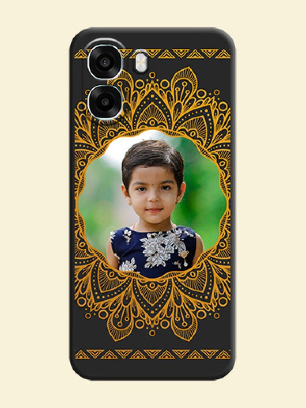 Round Image with Floral Design On Space Black Custom Soft Matte Mobile Back Cover - Oppo A6x 4G
