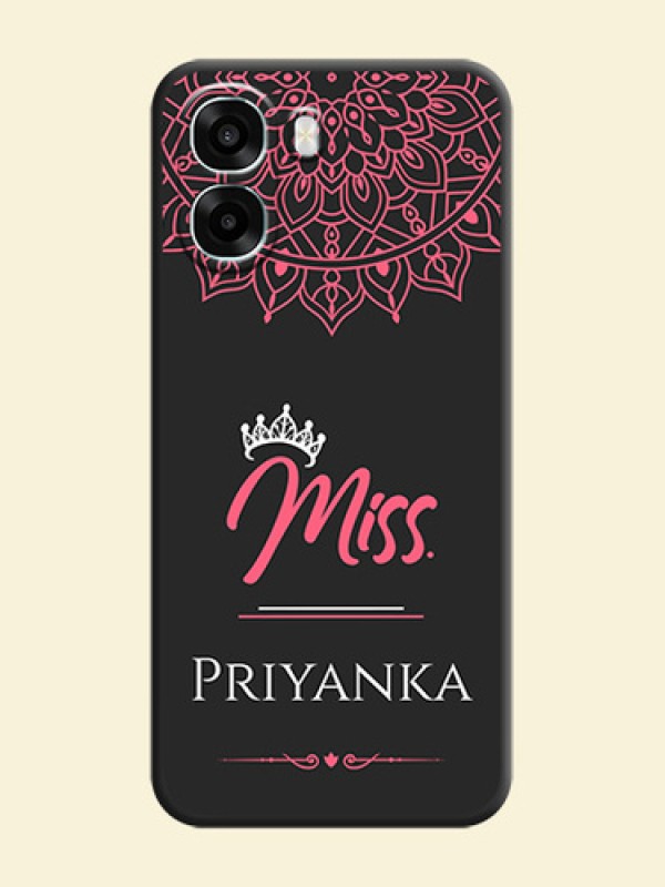 Mrs Name with Floral Design On Space Black Custom Soft Matte Mobile Back Cover - Oppo A6x 4G