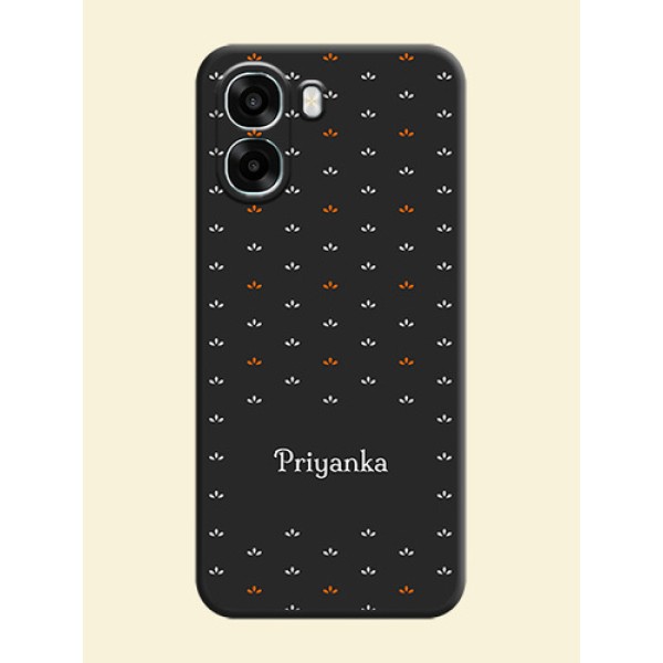 Simple Pattern With Custom Text On Space Black Custom Soft Matte Mobile Back Cover - Oppo A6x 4G