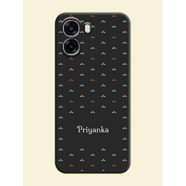 Simple Pattern With Custom Text On Space Black Custom Soft Matte Mobile Back Cover - Oppo A6x 5G