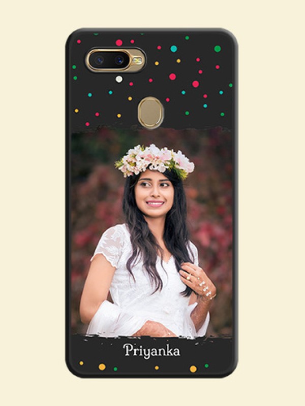 Multicolor Dotted Pattern with Text on Space Black Custom Soft Matte Phone Back Cover - Oppo A7