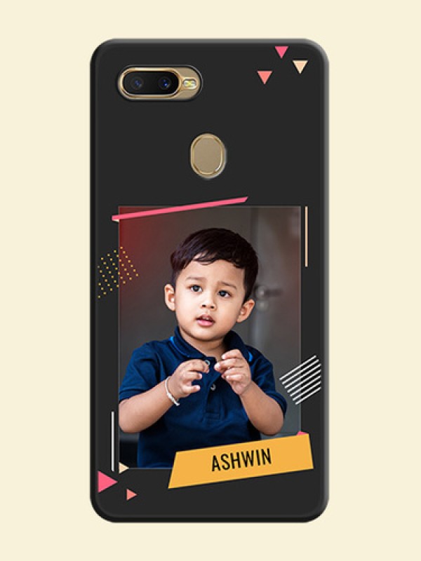 Photo Frame with Triangle Small Dots on Photo on Space Black Soft Matte Back Cover - Oppo A7