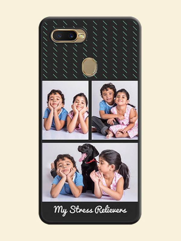 Cross Dotted Pattern with 2 Image Holder on Personalised Space Black Soft Matte Cases - Oppo A7