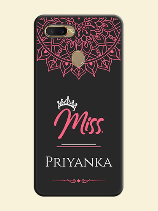 Mrs Name with Floral Design on Space Black Personalized Soft Matte Phone Covers - Oppo A7