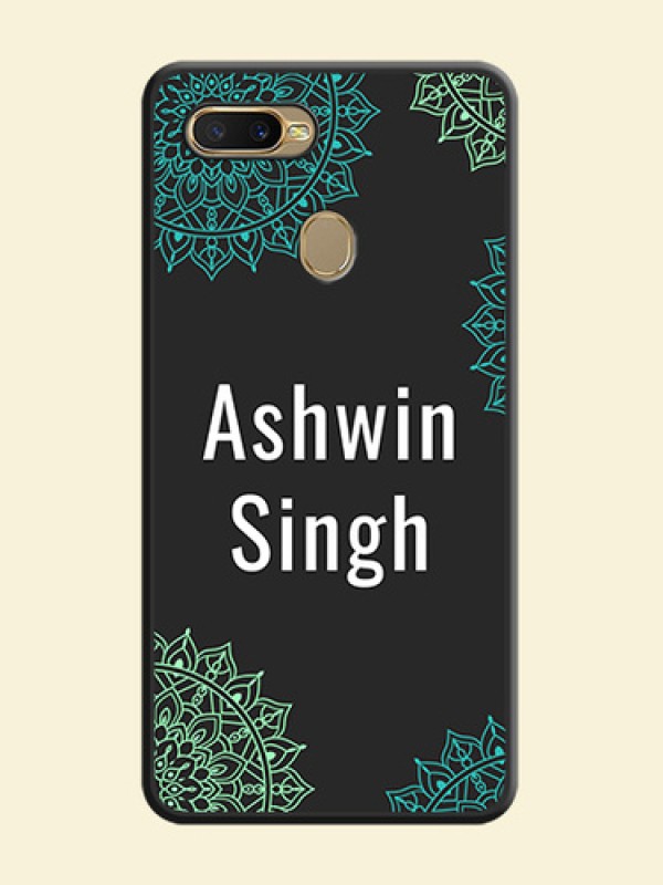 Your Name with Floral Design on Space Black Custom Soft Matte Back Cover - Oppo A7