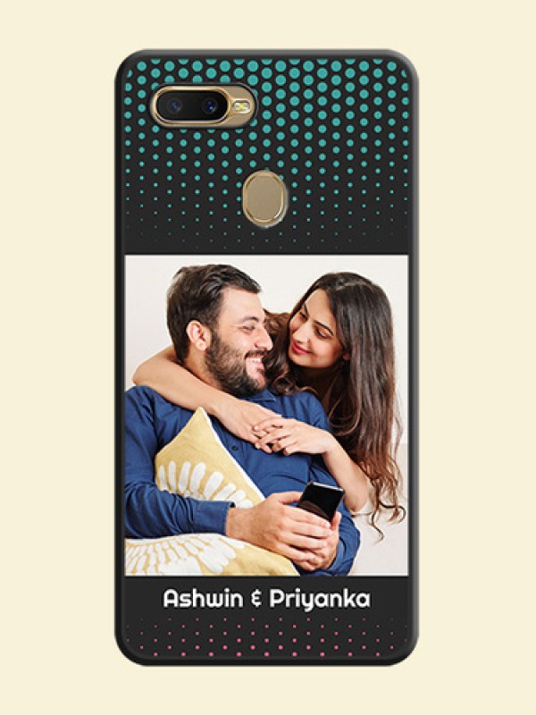 Faded Dots with Grunge Photo Frame and Text on Space Black Custom Soft Matte Phone Cases - Oppo A7
