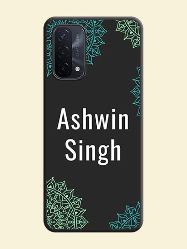 Your Name with Floral Design on Space Black Custom Soft Matte Back Cover - Oppo A74 5G