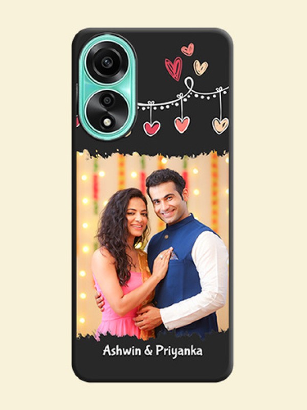 Pink Love Hangings with Name on Space Black Custom Soft Matte Phone Cases - Oppo A78 4G