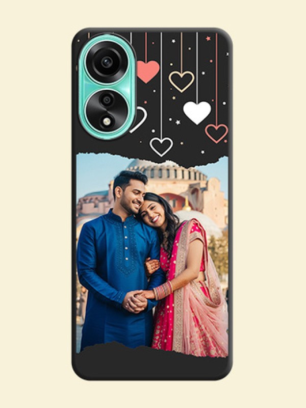 Love Hangings with Splash Wave Picture on Space Black Custom Soft Matte Phone Back Cover - Oppo A78 4G