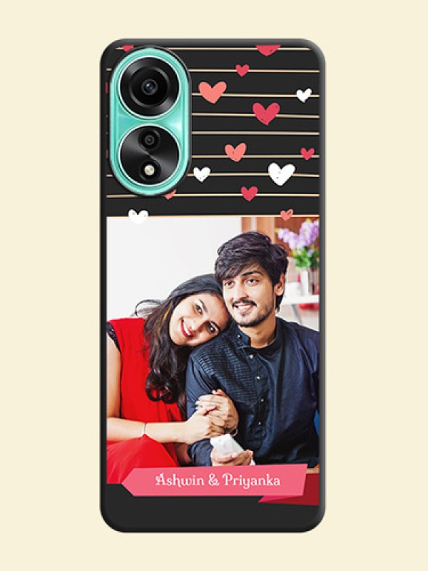 Love Pattern with Name on Pink Ribbon - Photo on Space Black Soft Matte Back Cover - Oppo A78 4G